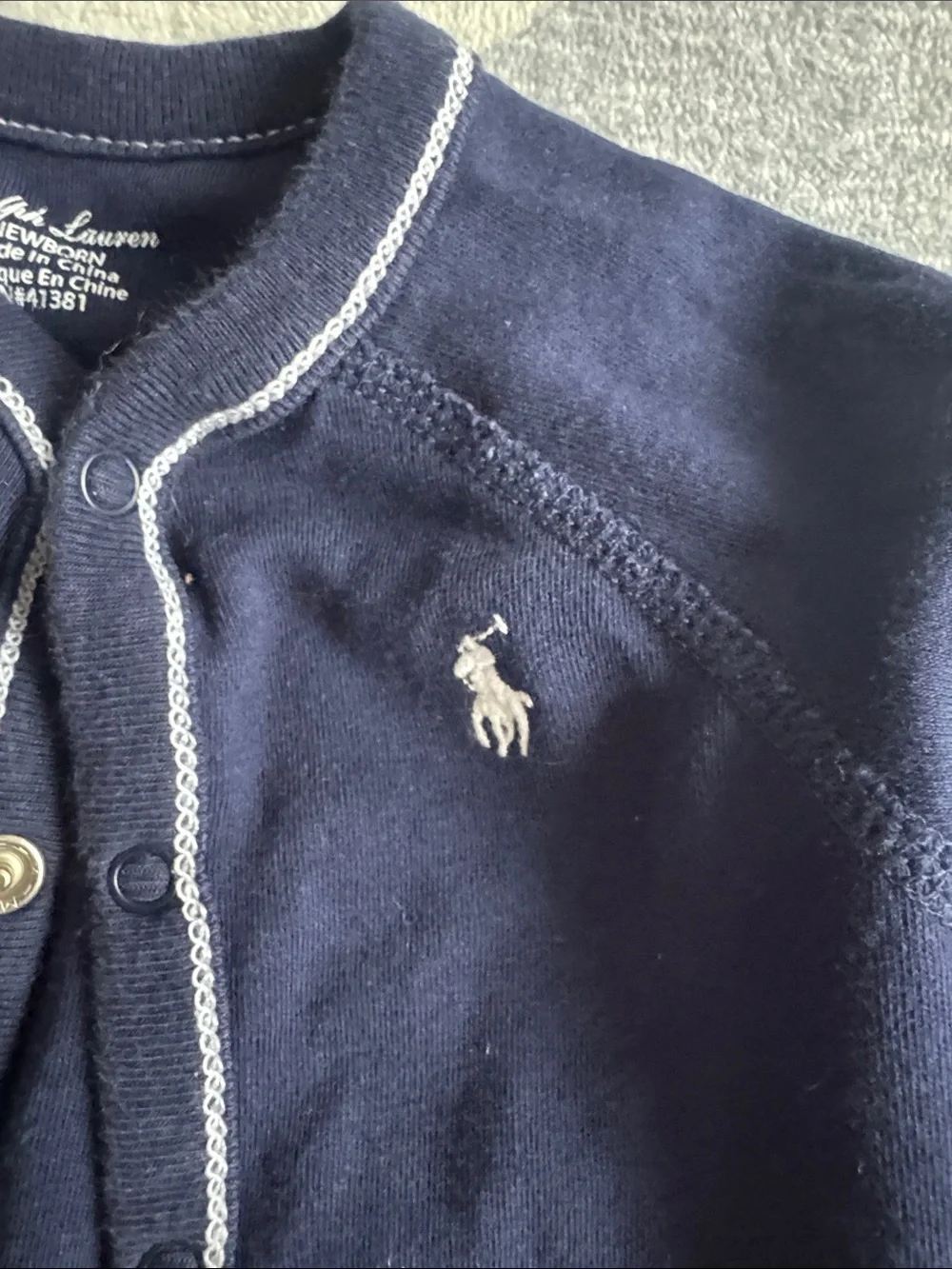 Polo by Ralph Lauren Navy Footed One-Piece with Contrast Trim